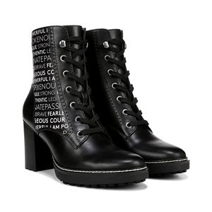 Naturalizer Callie Power Leather Boots 6 Chunky Heel Ankle